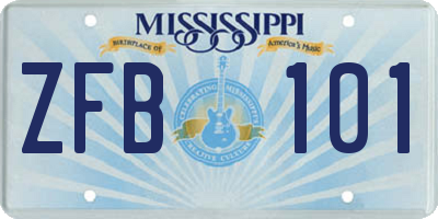 MS license plate ZFB101