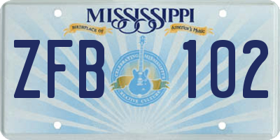 MS license plate ZFB102