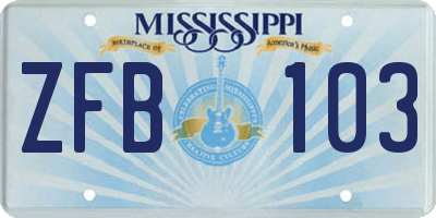 MS license plate ZFB103