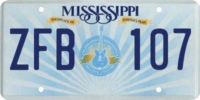 MS license plate ZFB107