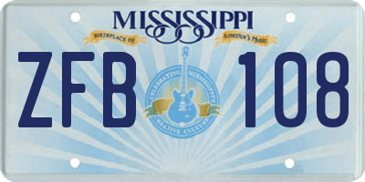 MS license plate ZFB108