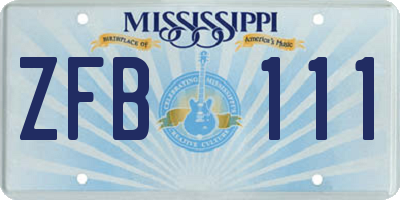 MS license plate ZFB111