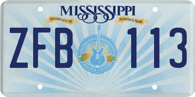 MS license plate ZFB113