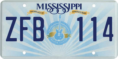 MS license plate ZFB114