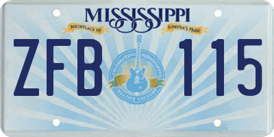 MS license plate ZFB115