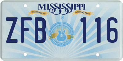 MS license plate ZFB116