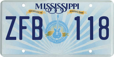 MS license plate ZFB118