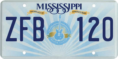 MS license plate ZFB120