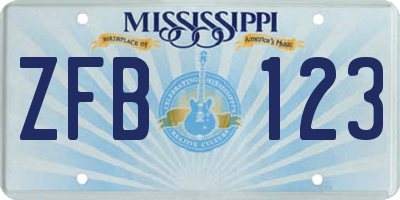 MS license plate ZFB123