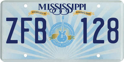 MS license plate ZFB128