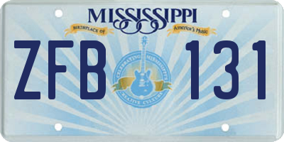 MS license plate ZFB131