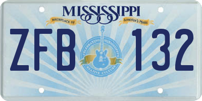 MS license plate ZFB132
