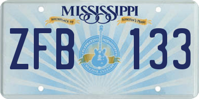 MS license plate ZFB133