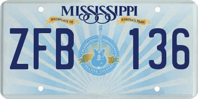 MS license plate ZFB136