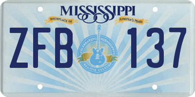 MS license plate ZFB137