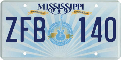 MS license plate ZFB140