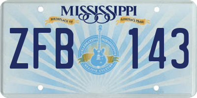 MS license plate ZFB143