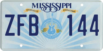 MS license plate ZFB144
