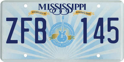 MS license plate ZFB145