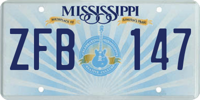 MS license plate ZFB147