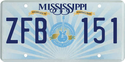 MS license plate ZFB151