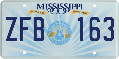 MS license plate ZFB163