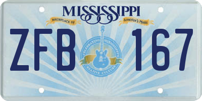MS license plate ZFB167
