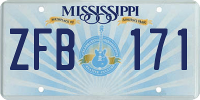 MS license plate ZFB171