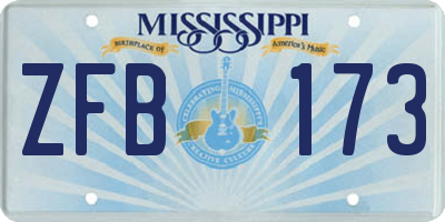 MS license plate ZFB173