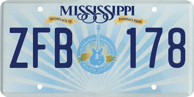 MS license plate ZFB178