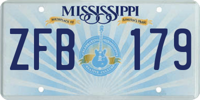 MS license plate ZFB179