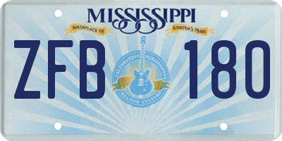 MS license plate ZFB180