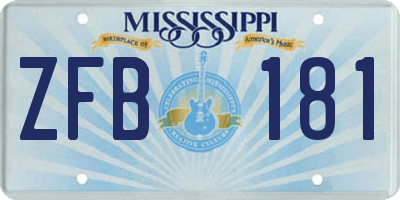 MS license plate ZFB181