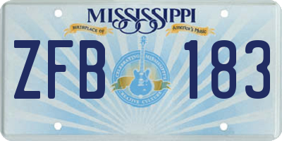 MS license plate ZFB183