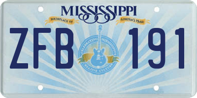 MS license plate ZFB191