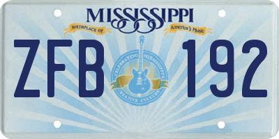 MS license plate ZFB192