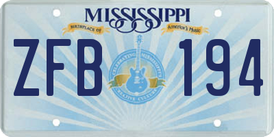 MS license plate ZFB194