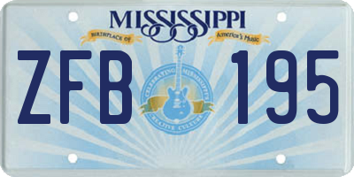 MS license plate ZFB195