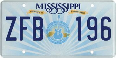 MS license plate ZFB196