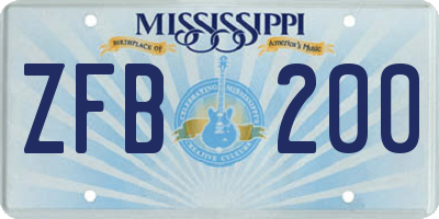 MS license plate ZFB200