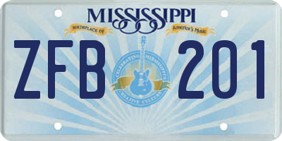 MS license plate ZFB201