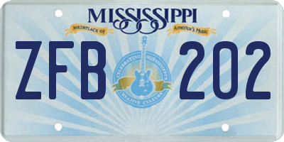 MS license plate ZFB202