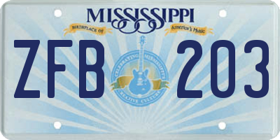 MS license plate ZFB203