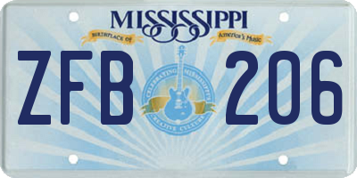 MS license plate ZFB206