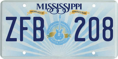MS license plate ZFB208