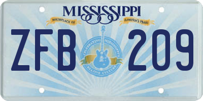 MS license plate ZFB209