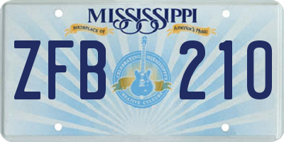 MS license plate ZFB210