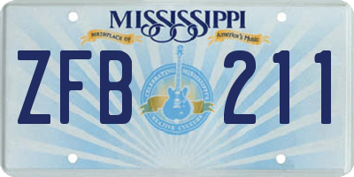 MS license plate ZFB211