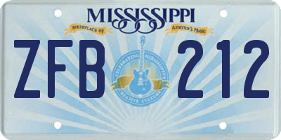 MS license plate ZFB212