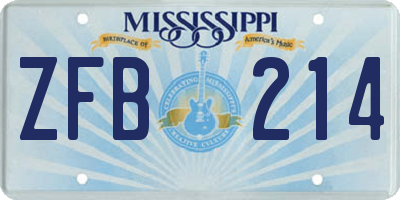 MS license plate ZFB214